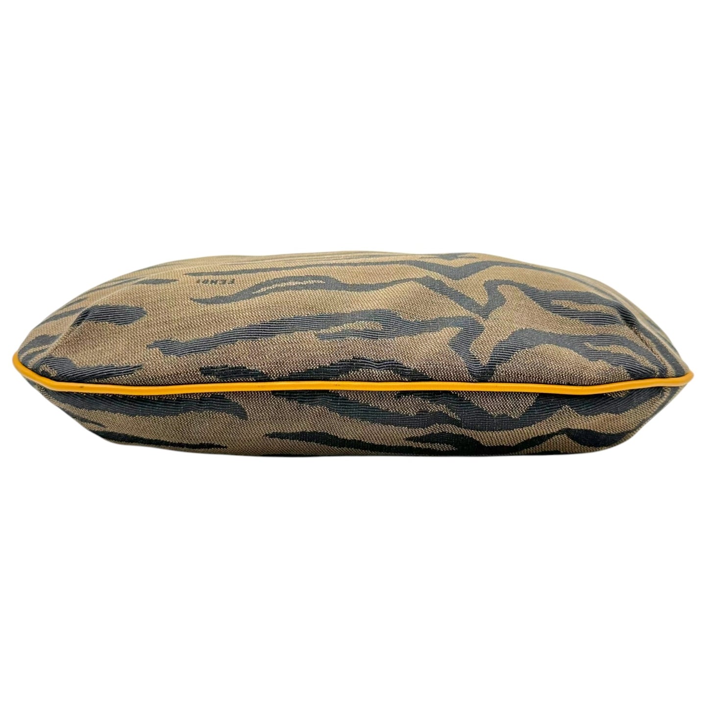 Fendi Brown Zebra Print & Mustard Yellow Hobo Shoulder Bag