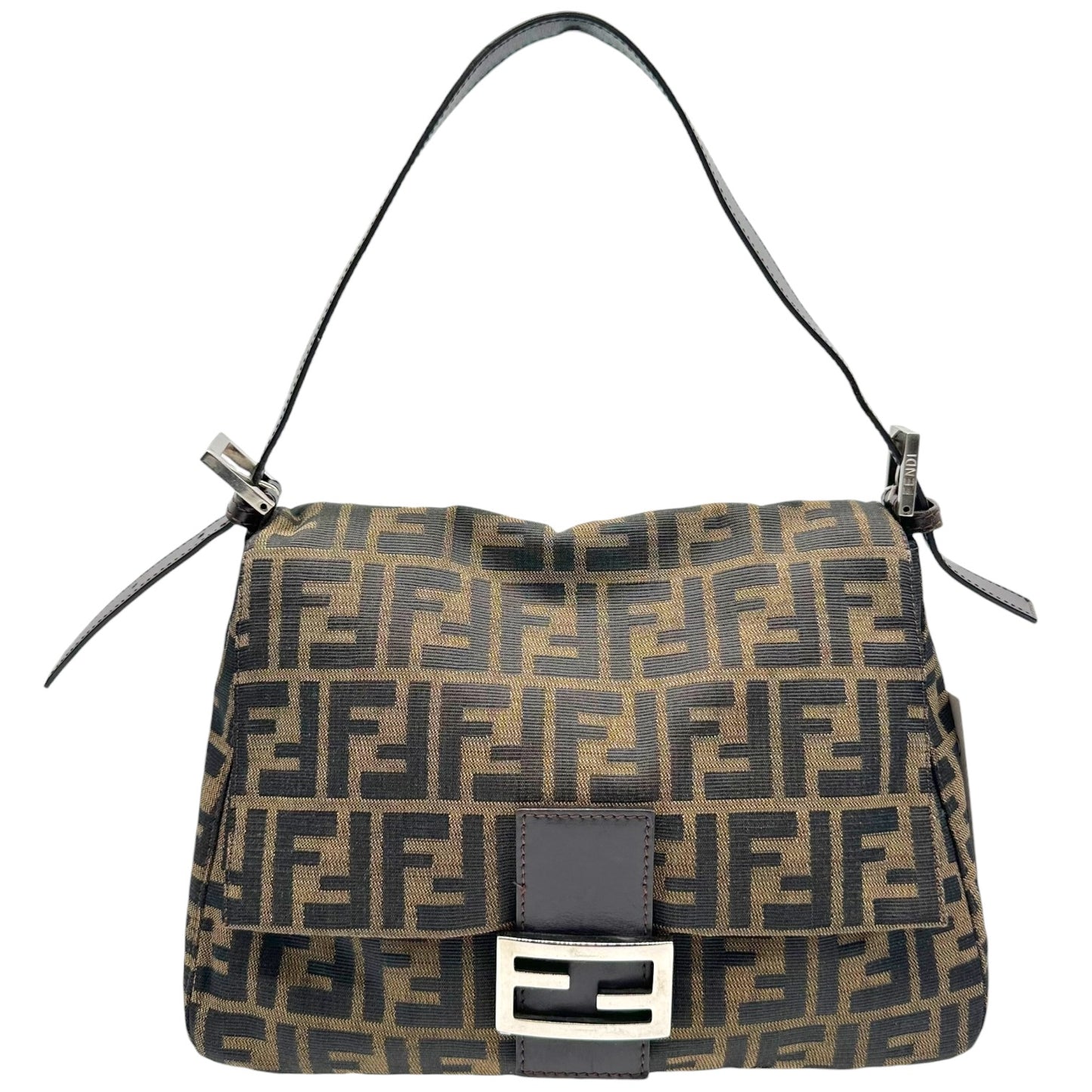 Fendi Brown Classic Zucca Monogram Mama Baguette Bag