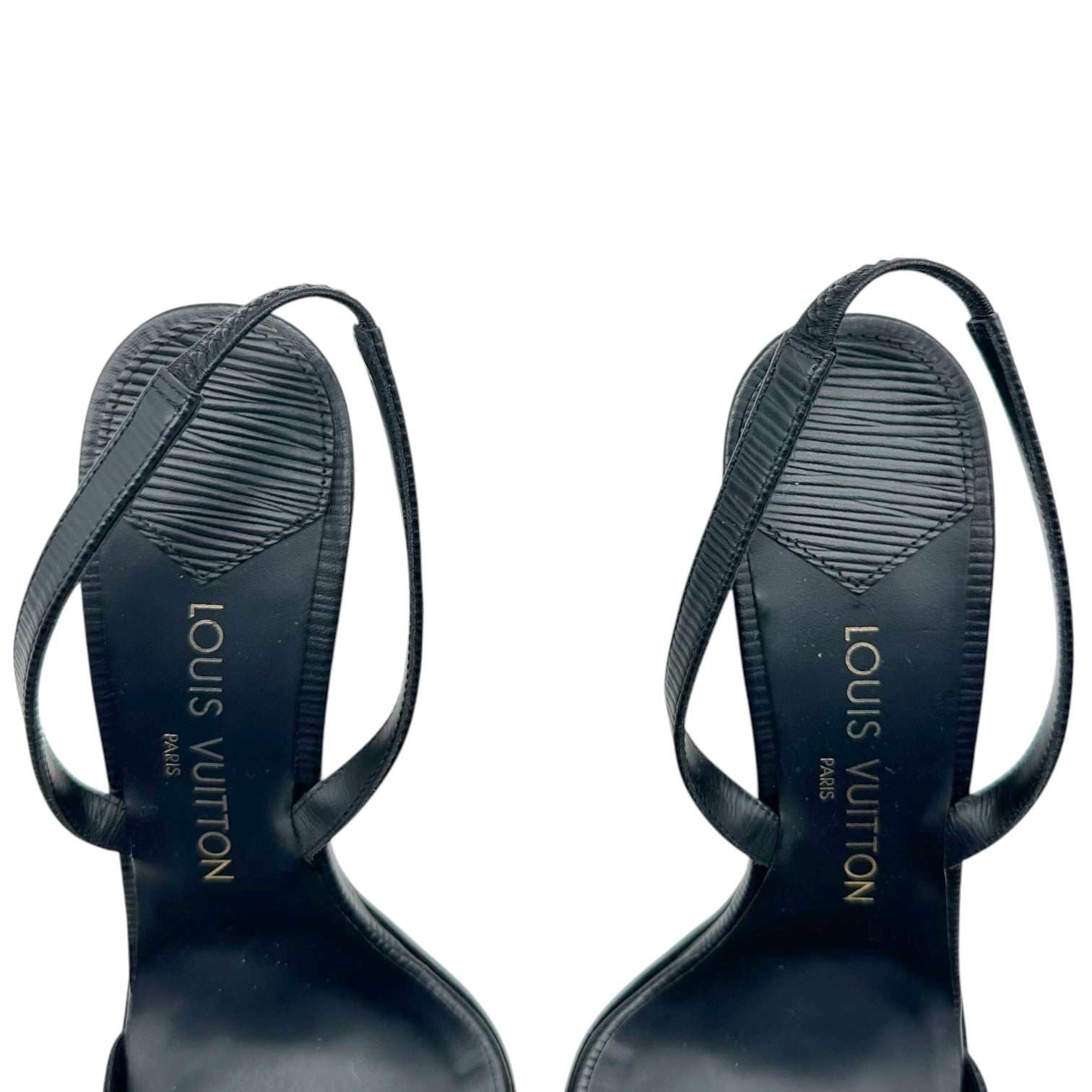 Louis Vuitton Black Epi Leather Slingback Sandal Heels