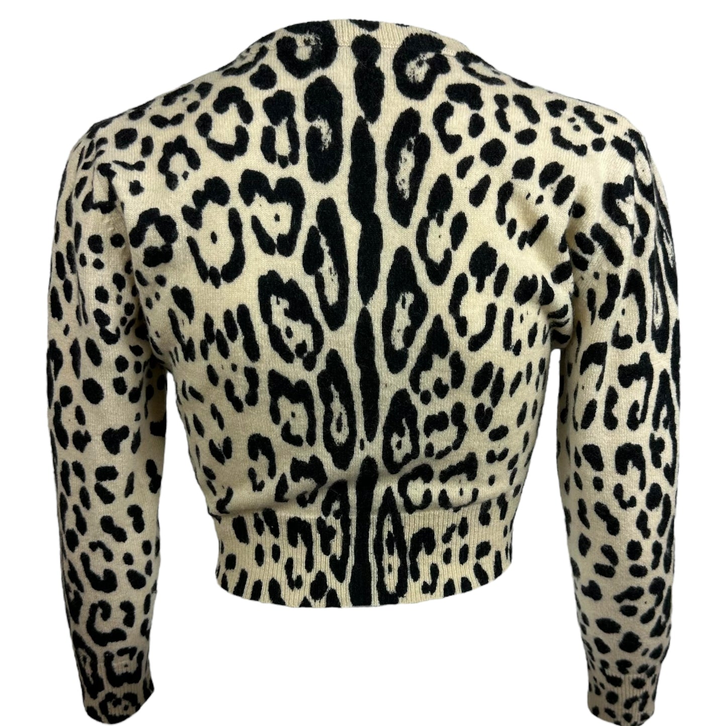 Dolce & Gabbana 3/4 Sleeve Cropped Leopard Print Cashmere Cardigan - Outfit Repeater