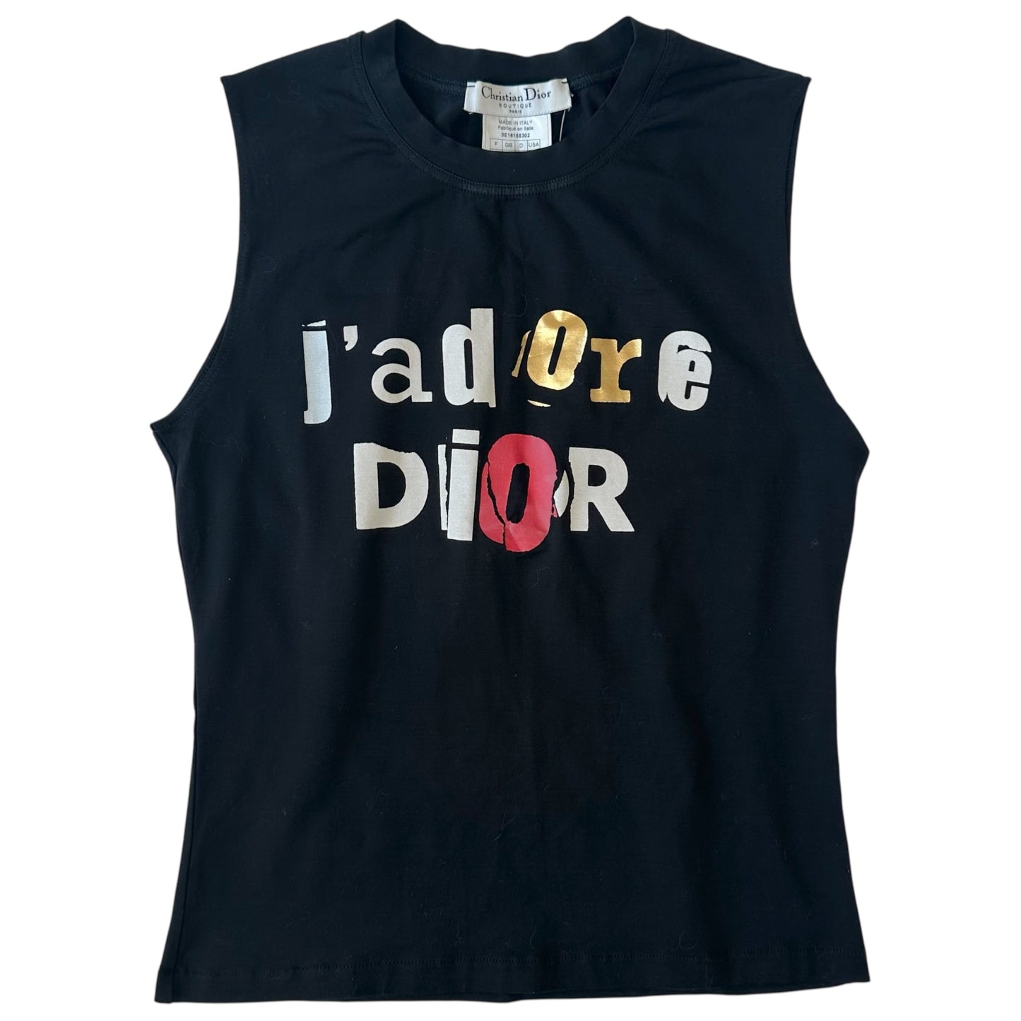 Christian Dior S/S 2003 Black Patchwork Letter J'Adore Dior Tank - Outfit Repeater