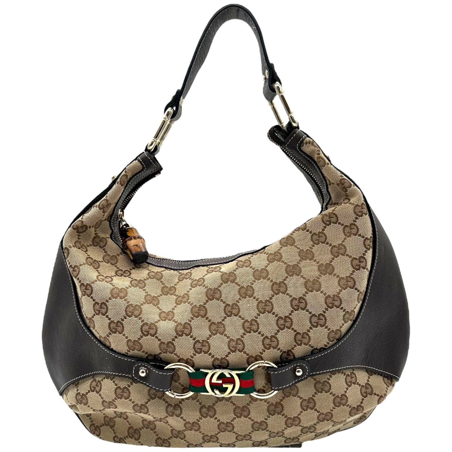 Gucci Tan Monogram Canvas Crescent Shoulder Bag - Outfit Repeater