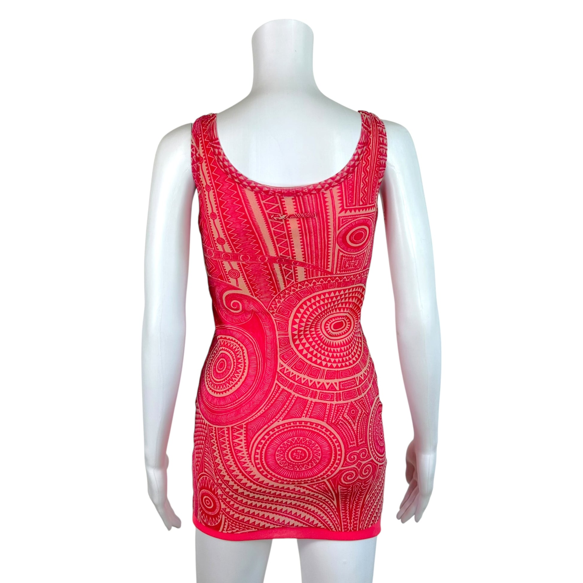 Jean Paul Gaultier Mini Dress Pink Tribal Print Mesh