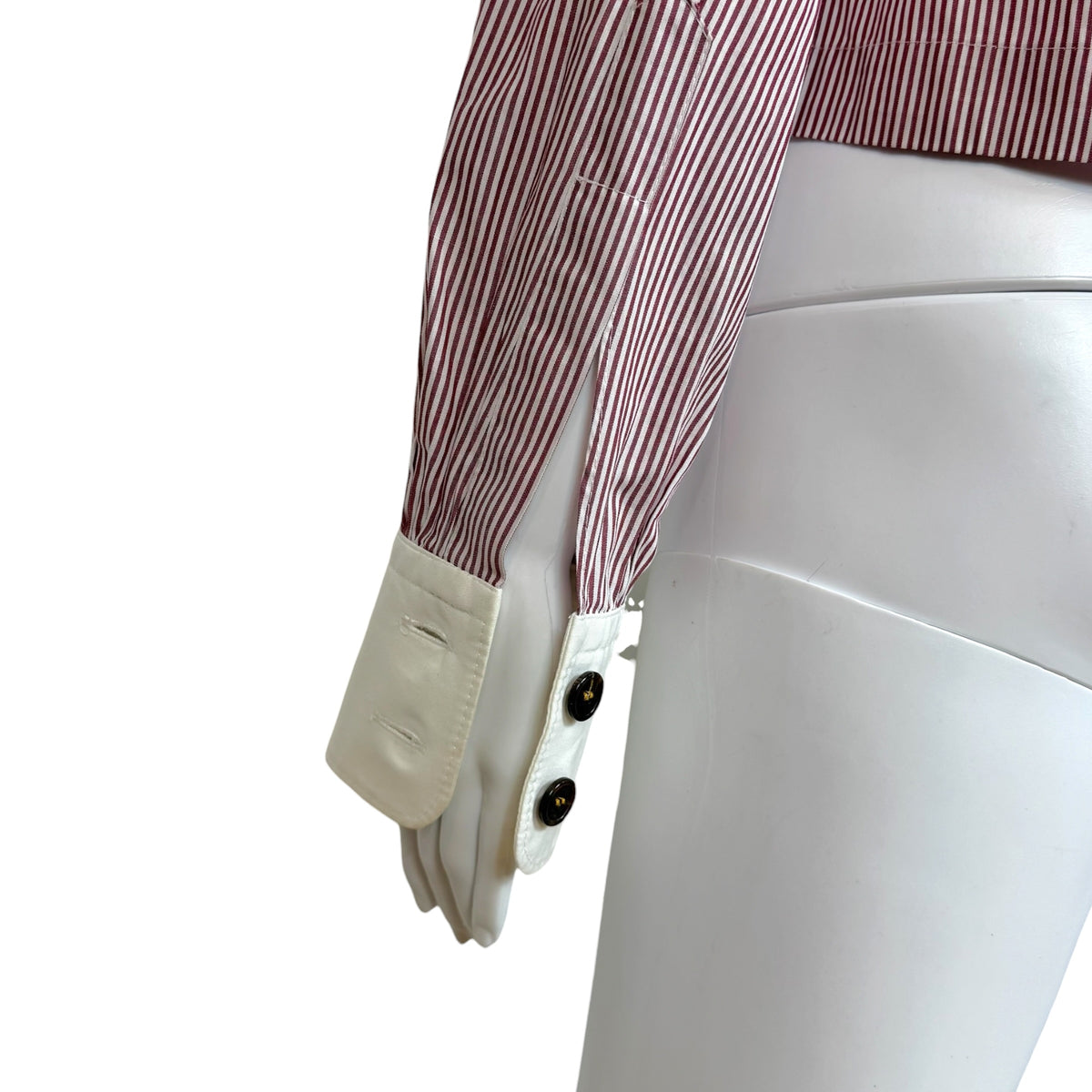 Dsquared2 Red & White Striped Cropped Button Up Blouse