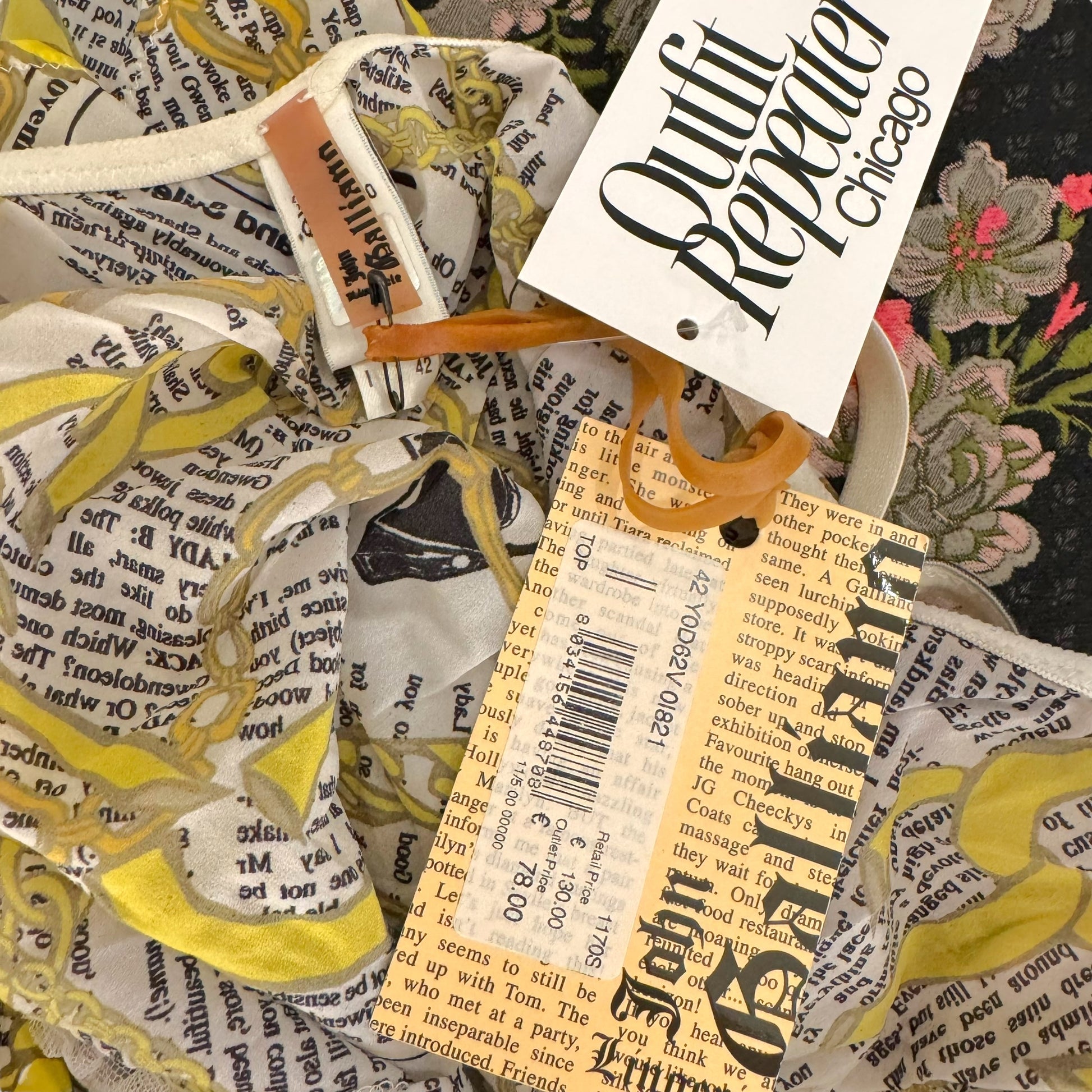 John Galliano Gazette News & Chain Print Semi-Sheer Cami NEW - Outfit Repeater