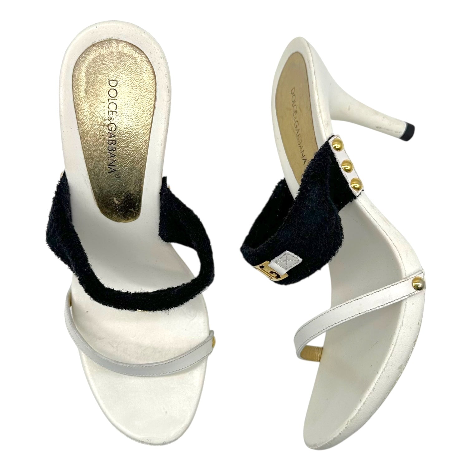 Dolce & Gabbana White & Black Heeled Sandals - Outfit Repeater