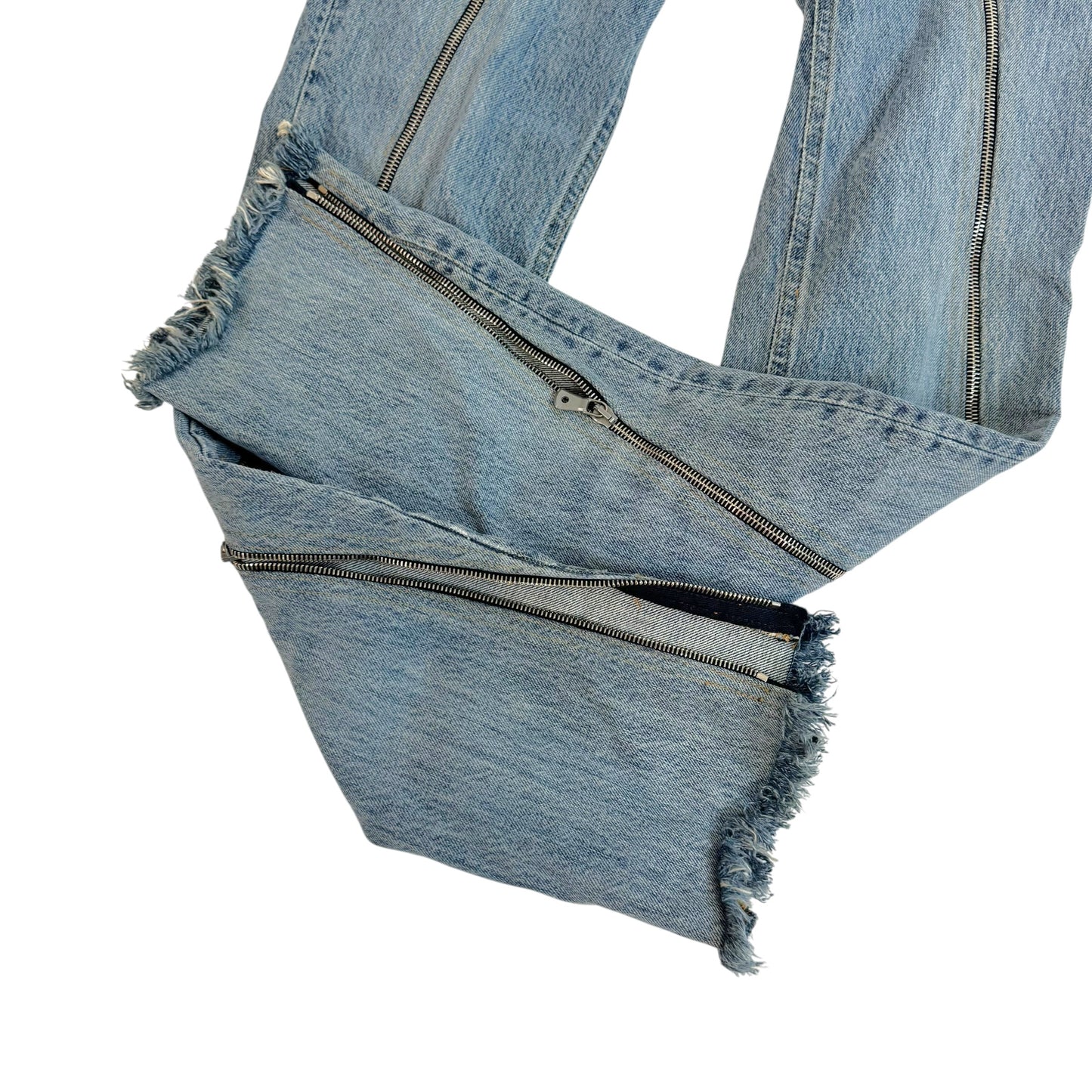 Dolce & Gabbana Light Wash Zipper Jeans Raw Hem Straight Fit