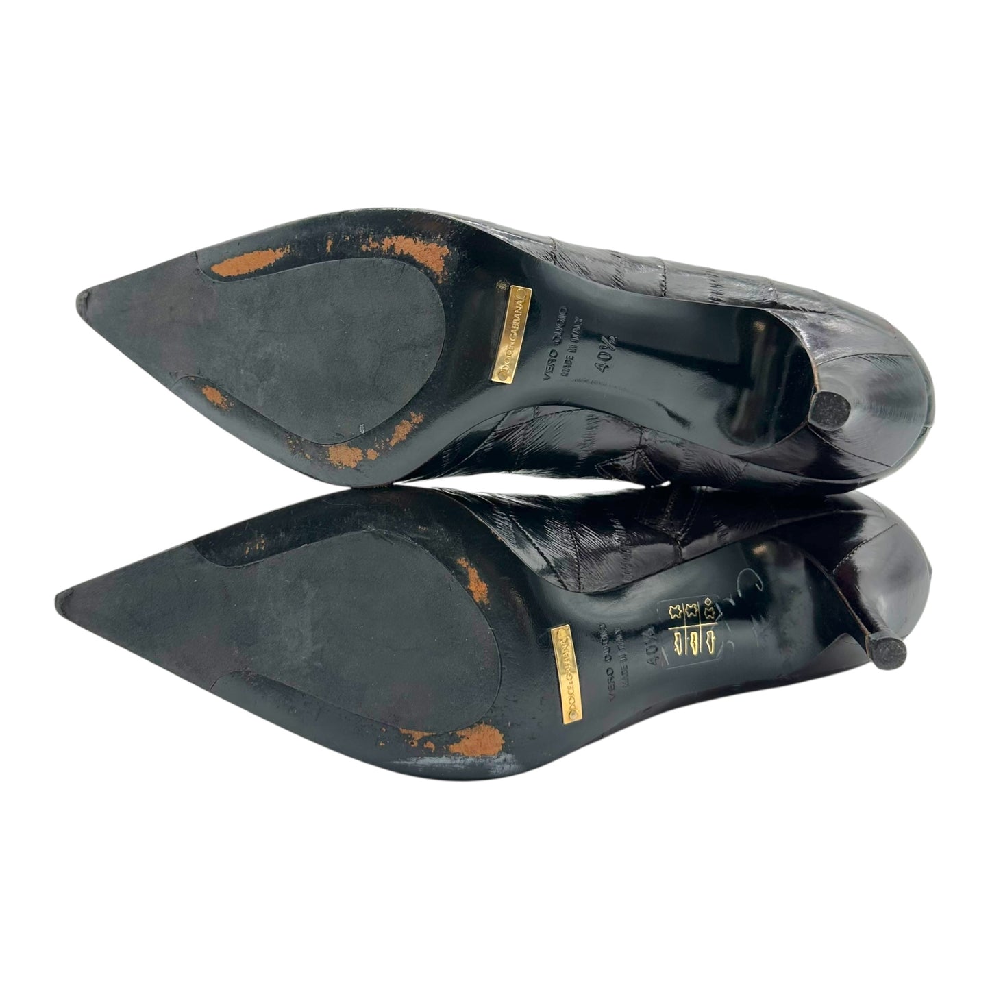 Dolce & Gabbana Brown Eel Skin Pointed Toe Heeled Ankle Boots