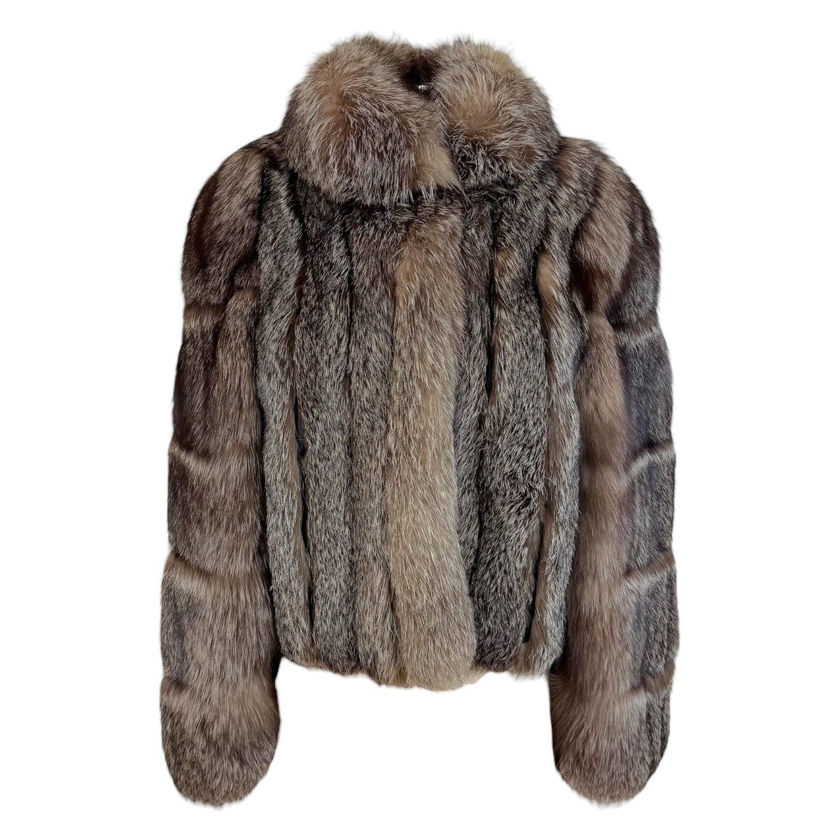 Sabel Fur Cropped Silver Fox Fur Coat