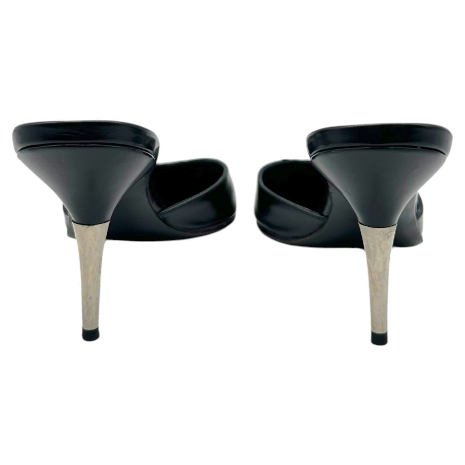 Christian Dior Black Leather Pointed Toe Mule Heels