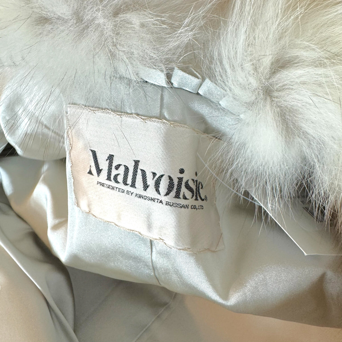 Malvoisic Ivory Fox Fur Coat 1990s Vintage XS