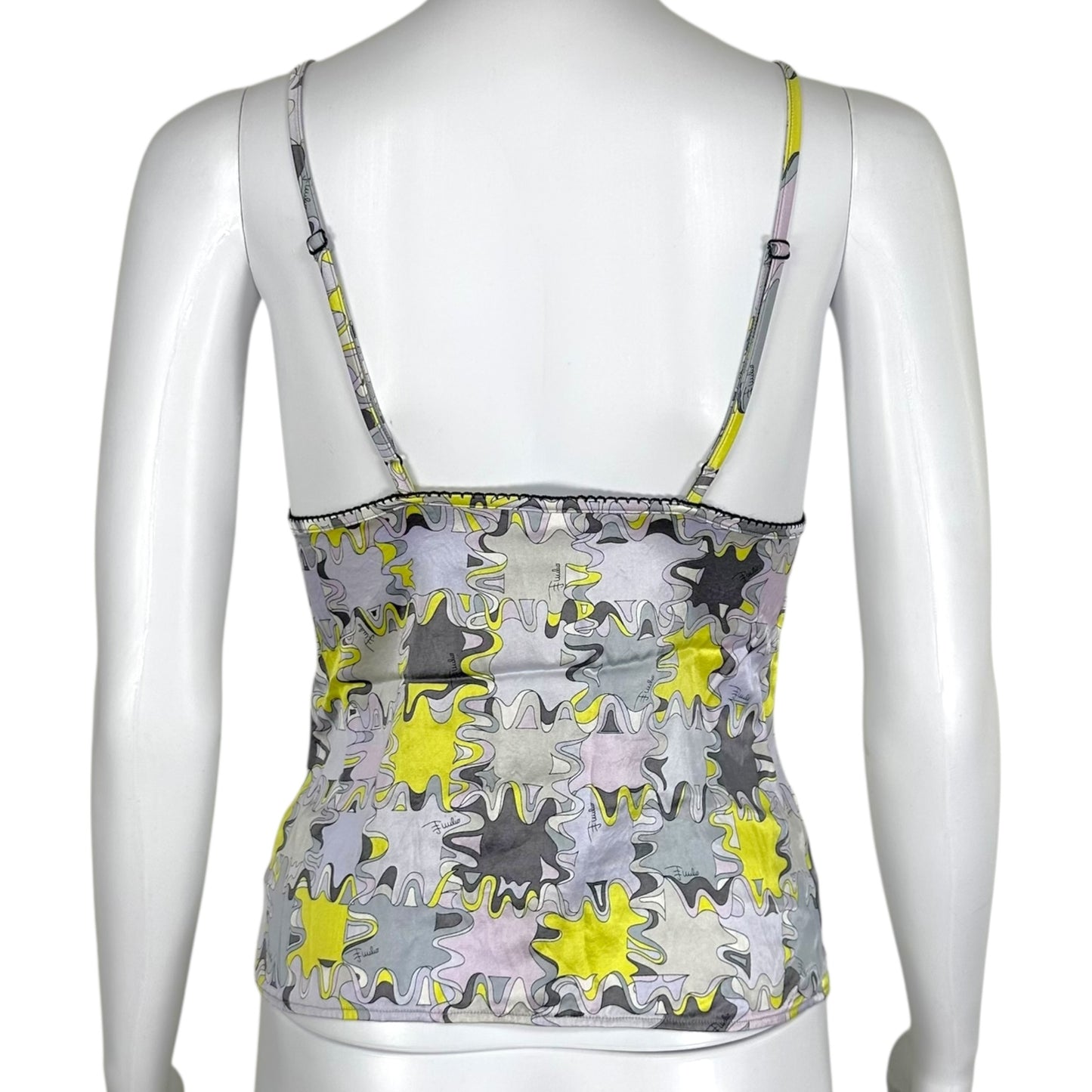 Emilio Pucci Green & Gray Printed Silk Cami