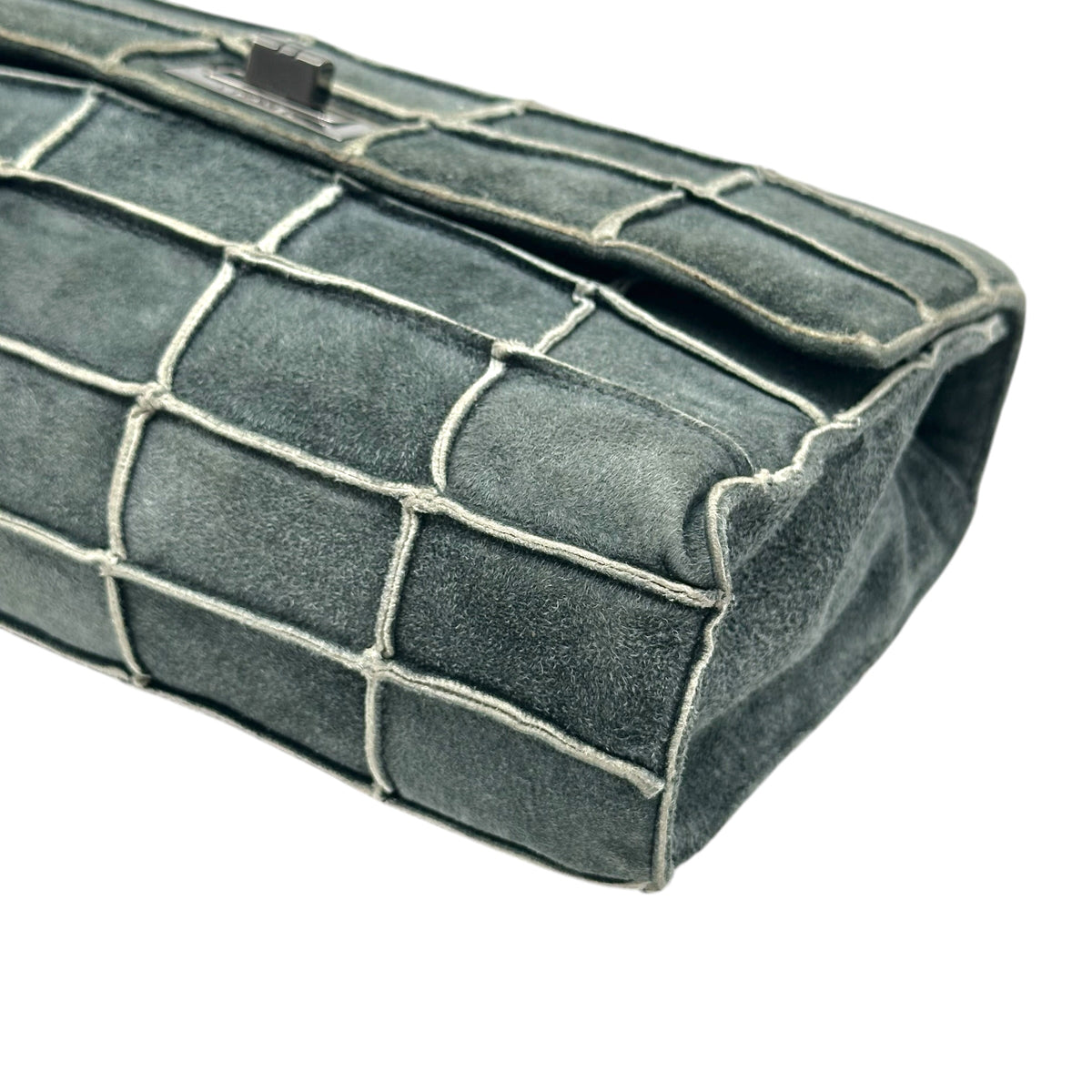 Chanel Gray Suede 2.55 Flap Shoulder Bag