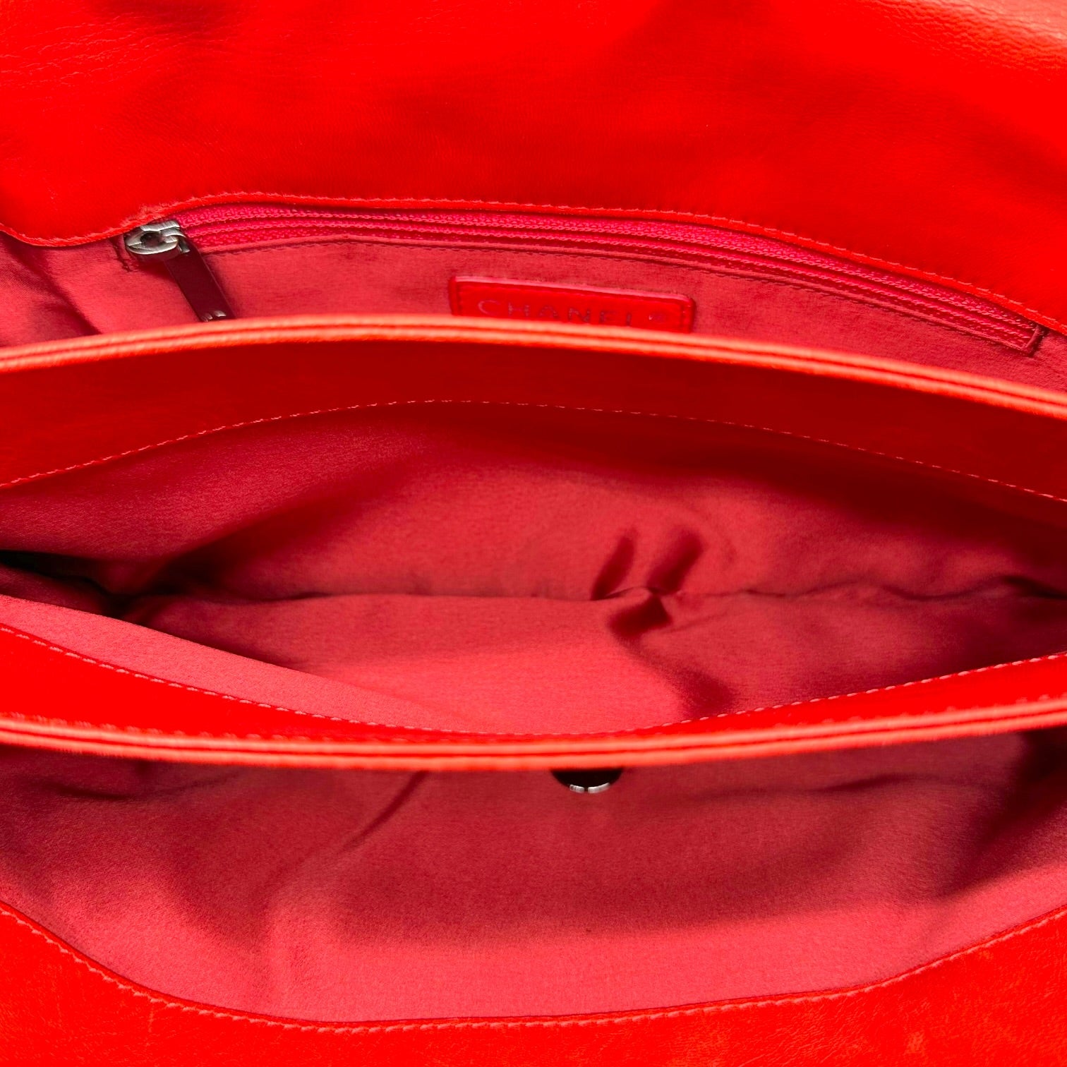Chanel Red Matelasse Quilted Medium Accordion Flap Bag