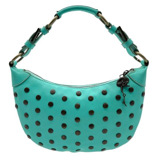 Just Cavalli Roberto Cavalli Teal Blue Studded Shoulder Bag - Outfit Repeater