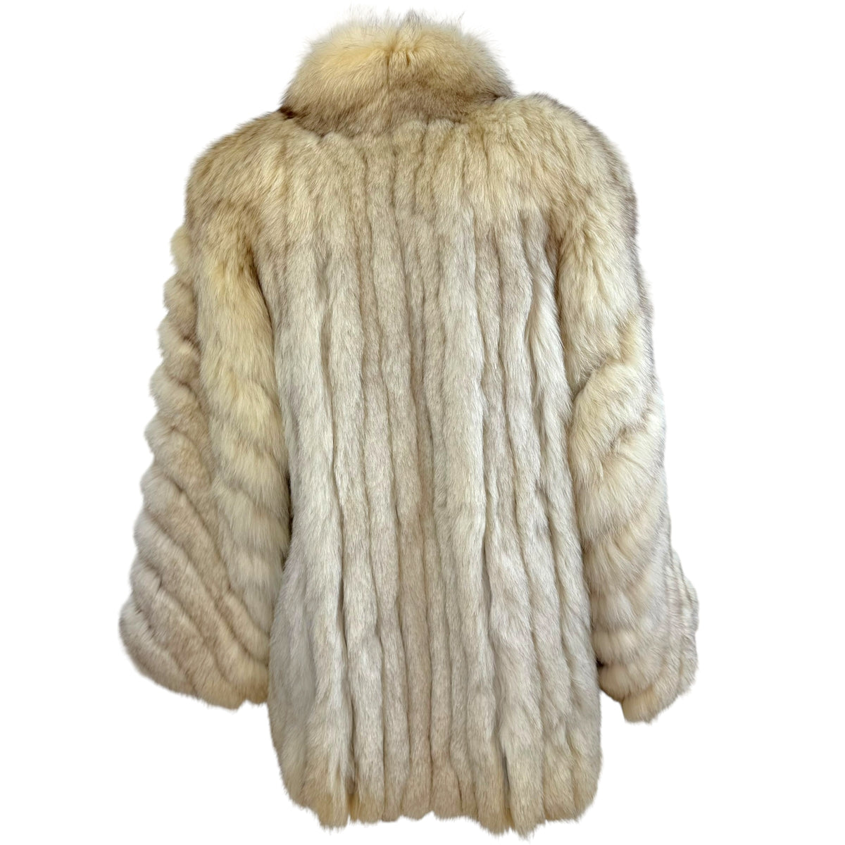 Malvoisic White Striped Fox Fur Coat 1990s Vintage