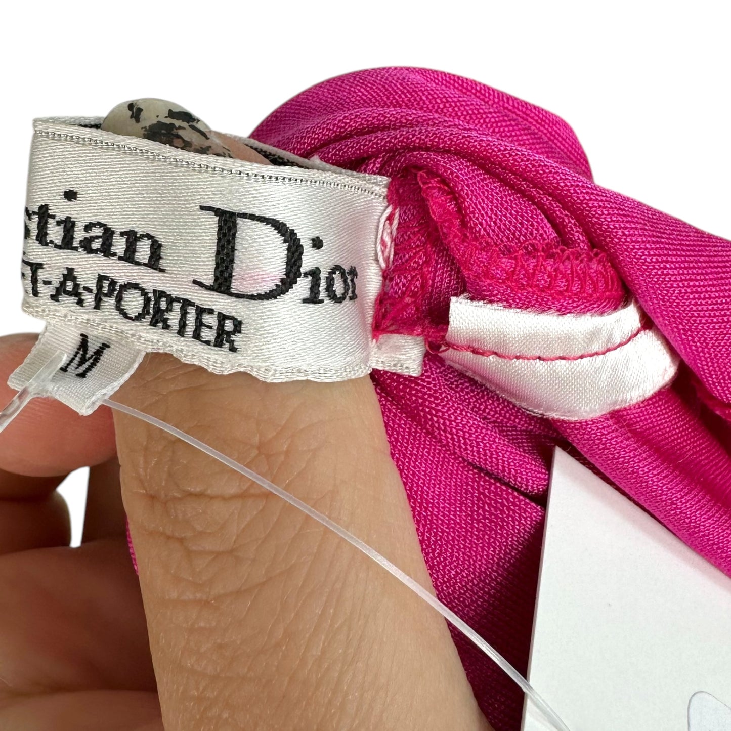 Christian Dior Rhinestone Logo Hot Pink Cowl Neck Blouse & Cami Set