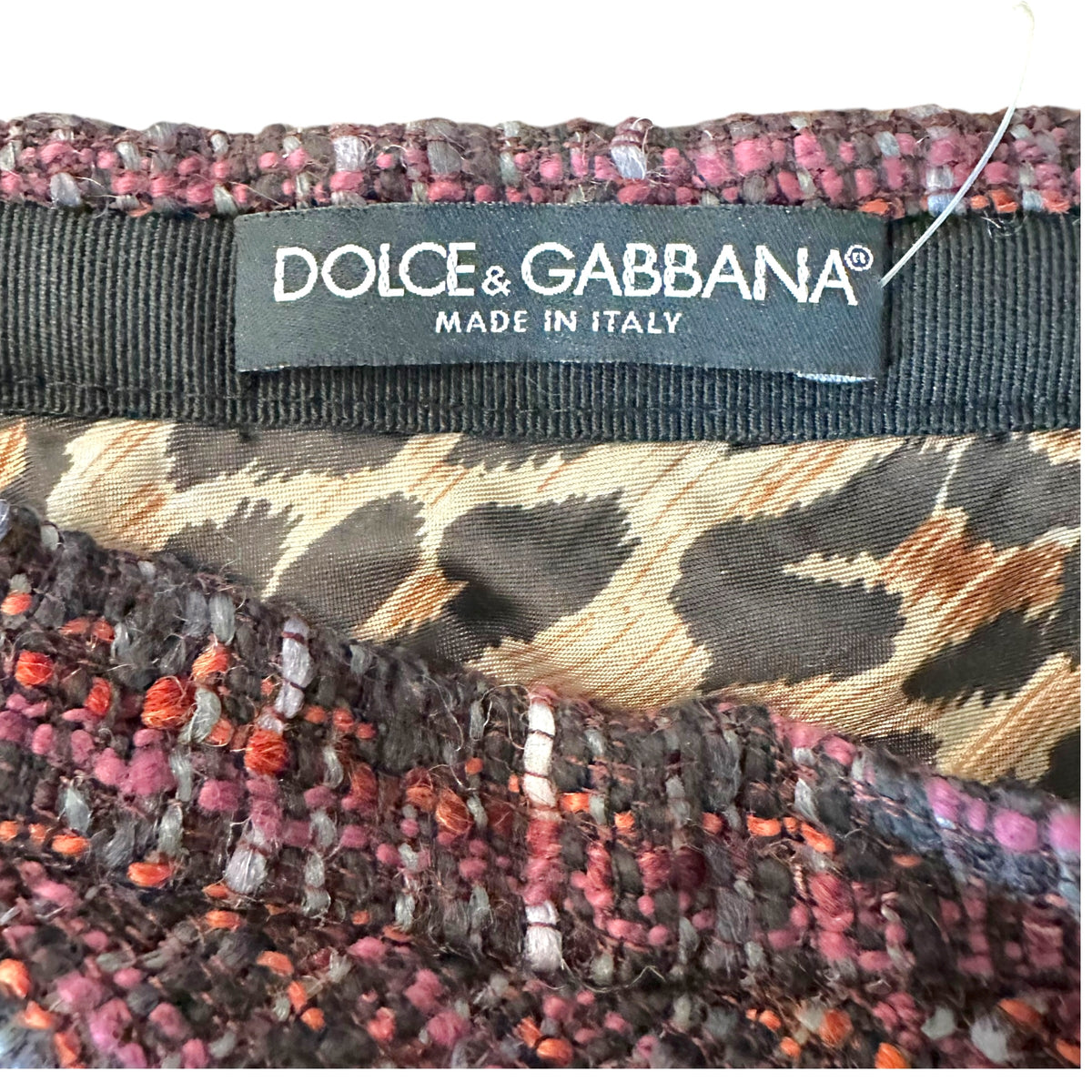 Dolce & Gabbana Purple Multicolor Tweed Midi Skirt