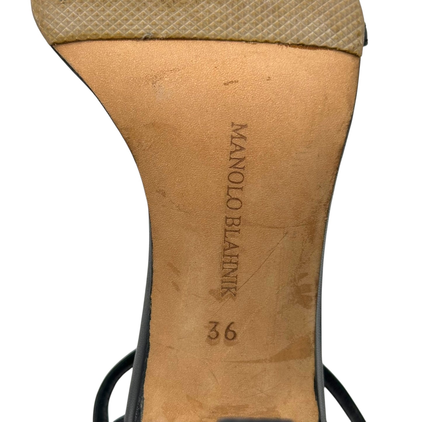 Manolo Blahnik Black Crystal Embellished Heeled Sandals