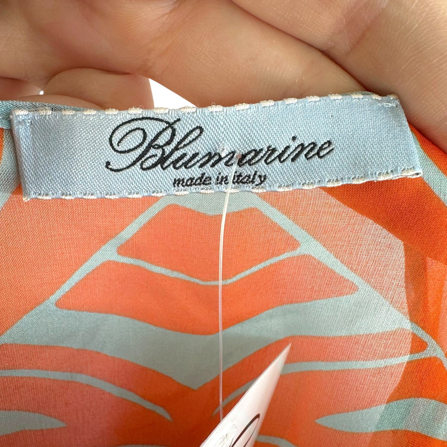 Blumarine Mini Dress Orange Turquoise Sequin Silk Sheer