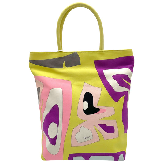 Emilio Pucci Green Multicolor Printed Tote Handbag NEW