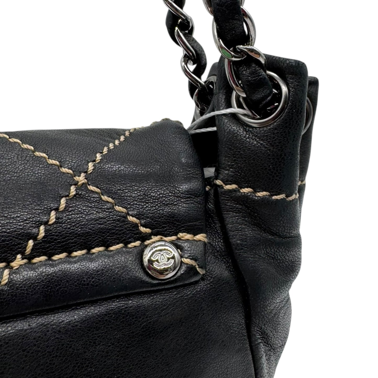 Chanel Black Lambskin Wild Stitch Quilted Shoulder Bag 2003-2004 - Outfit Repeater