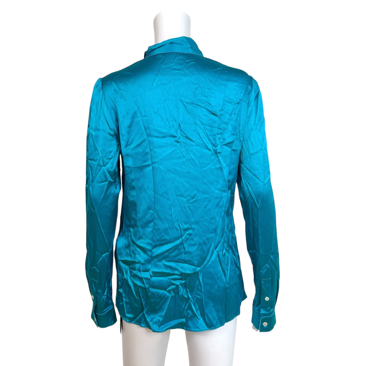 Dolce & Gabbana Silk Tie-Neck Blouse Turquoise Blue