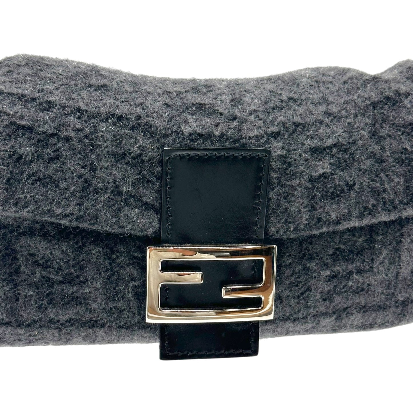 Fendi Baguette Bag Black Gray Zucca Cashmere Knit