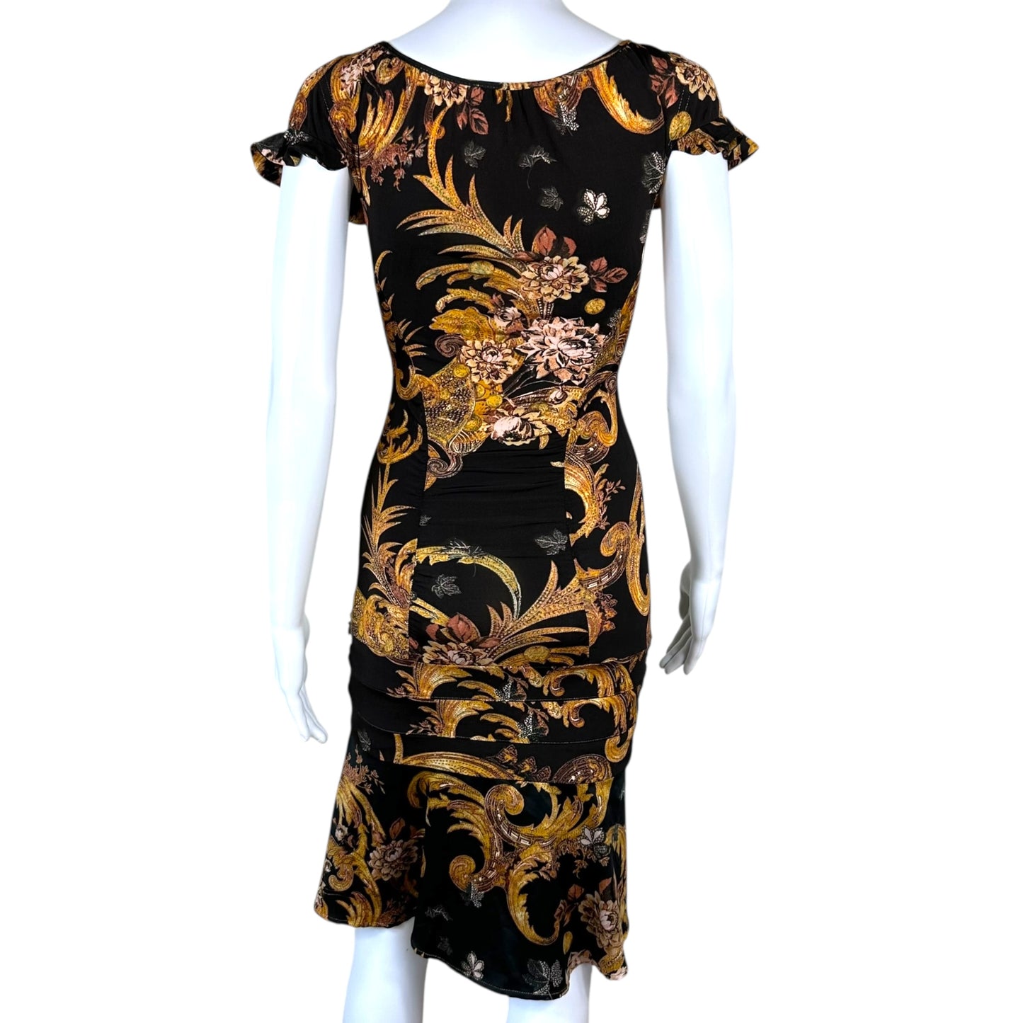 Just Cavalli Roberto Cavalli Black Damask Print Mini Dress