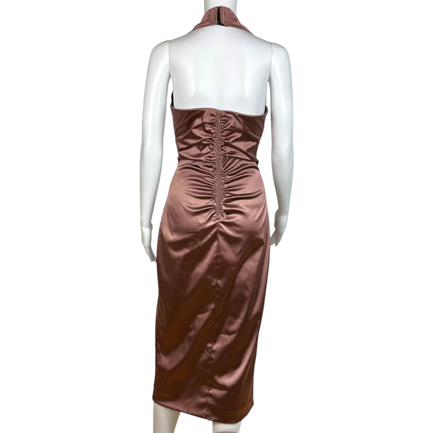 Dolce & Gabbana Satin Lace Up Halter Midi Dress NEW