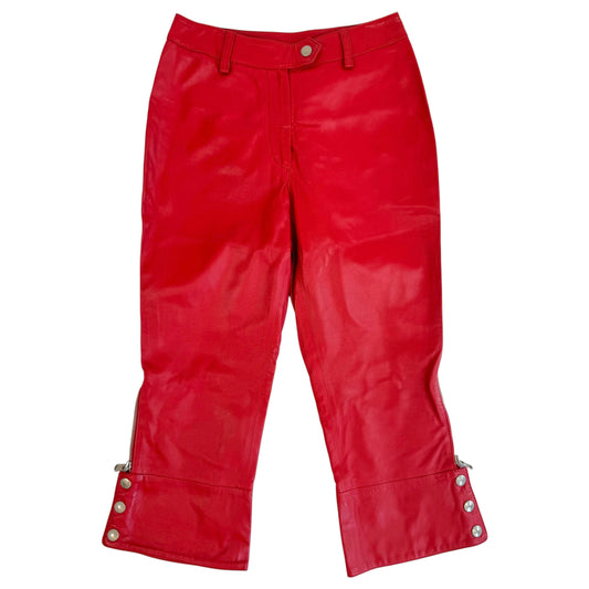 Dolce & Gabbana Red Leather Capri Pants