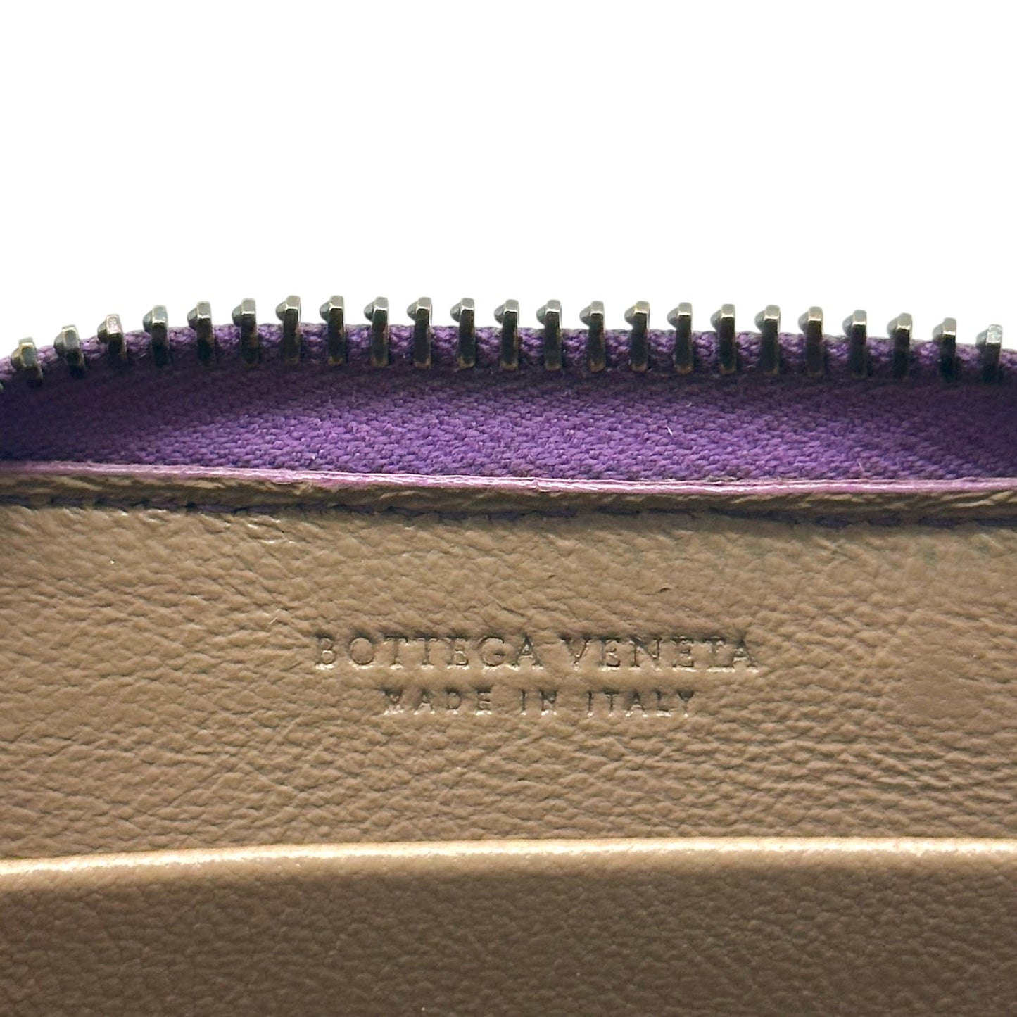 Bottega Veneta Mini Zip Wallet Purple Snakeskin Intrecciato