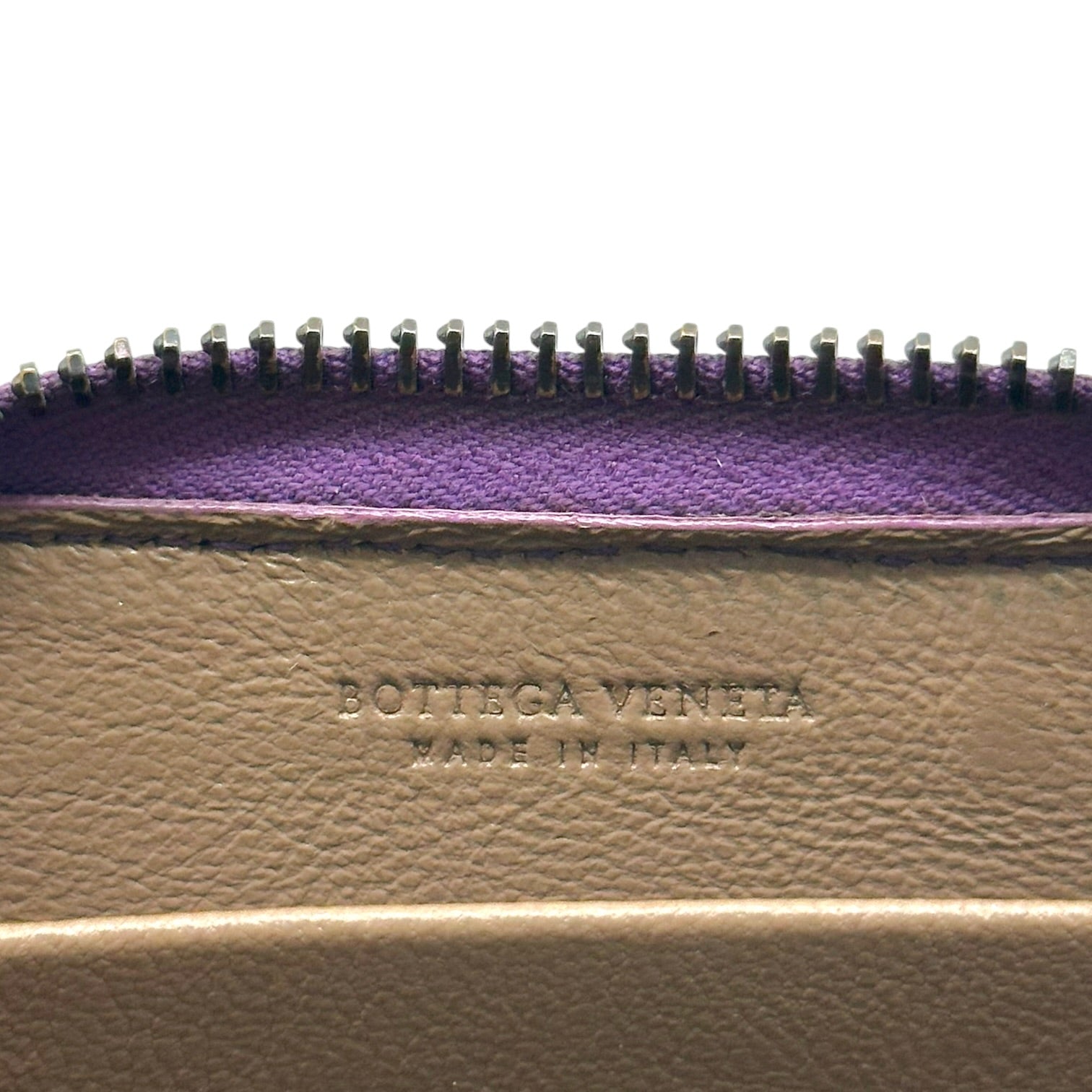 Bottega Veneta Mini Zip Wallet Purple Snakeskin Intrecciato