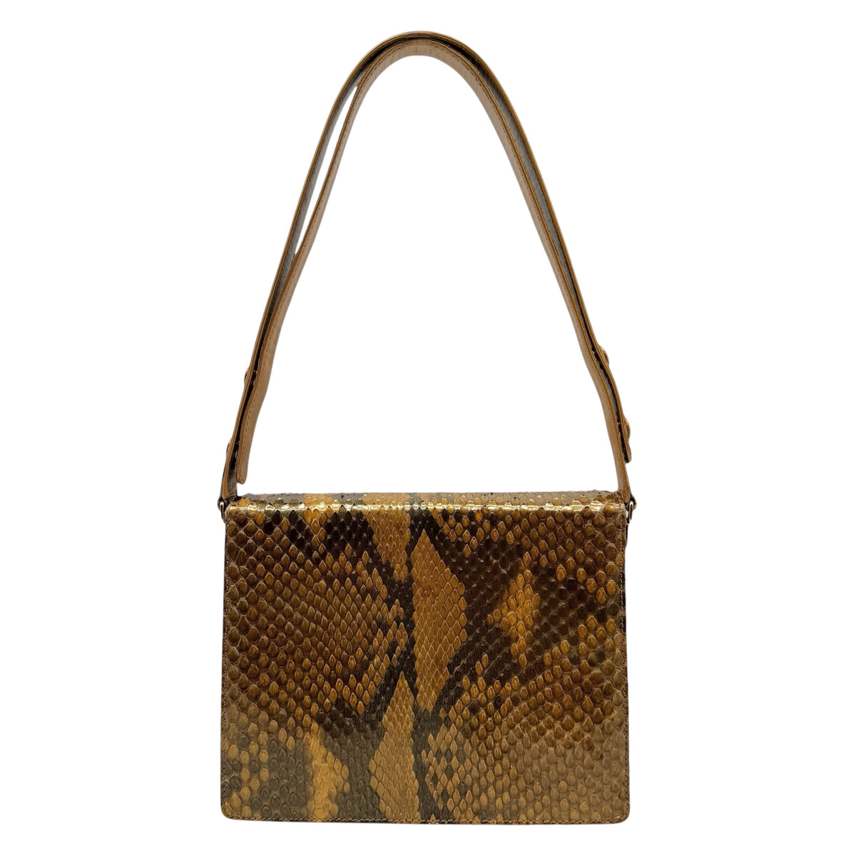 Fendi Brown Python Baguette Shoulder Bag