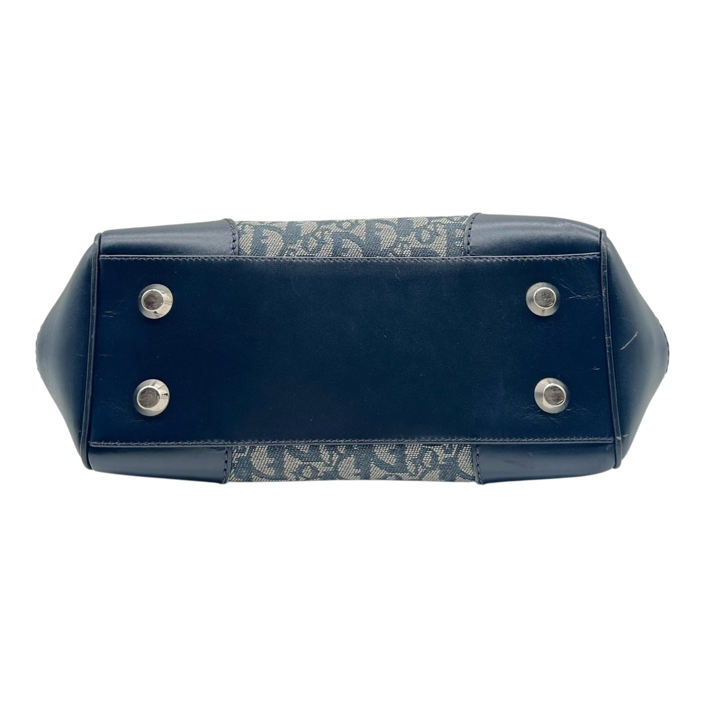 Christian Dior Navy Blue Trotter Monogram East West Kisslock Bag