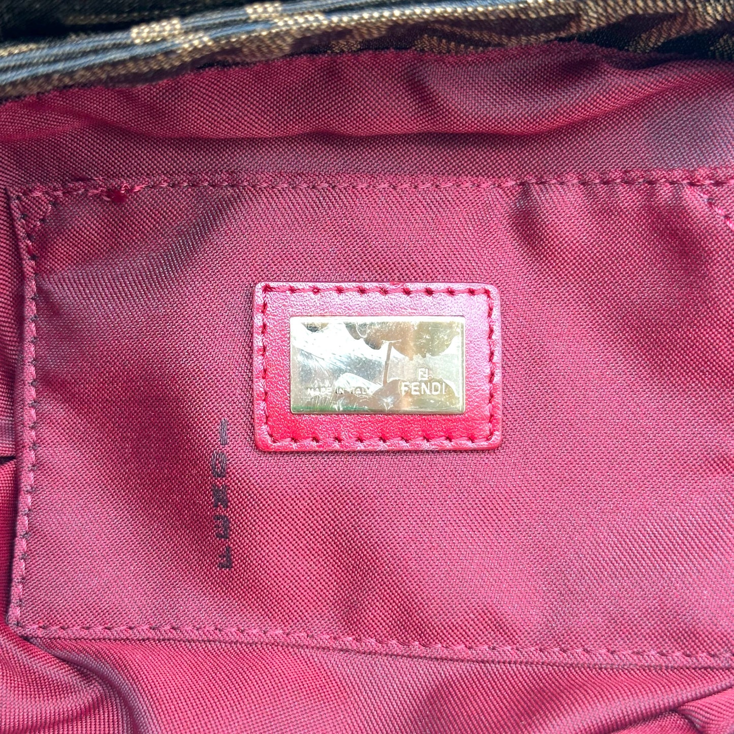Fendi Medium Chef Shoulder Bag Zucca Monogram Red Leather