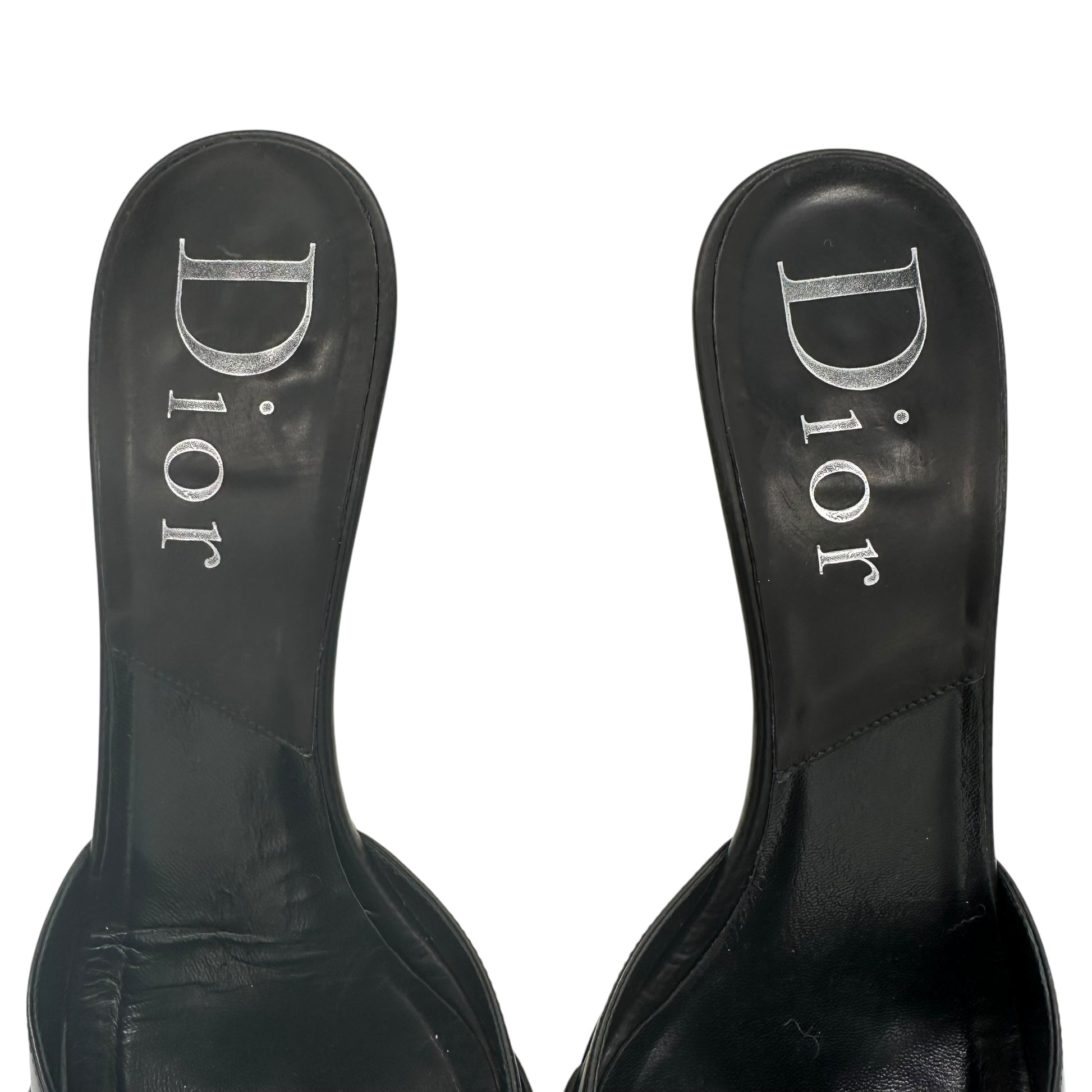 Christian Dior Street Chic Black Leather Mule Heels - Outfit Repeater