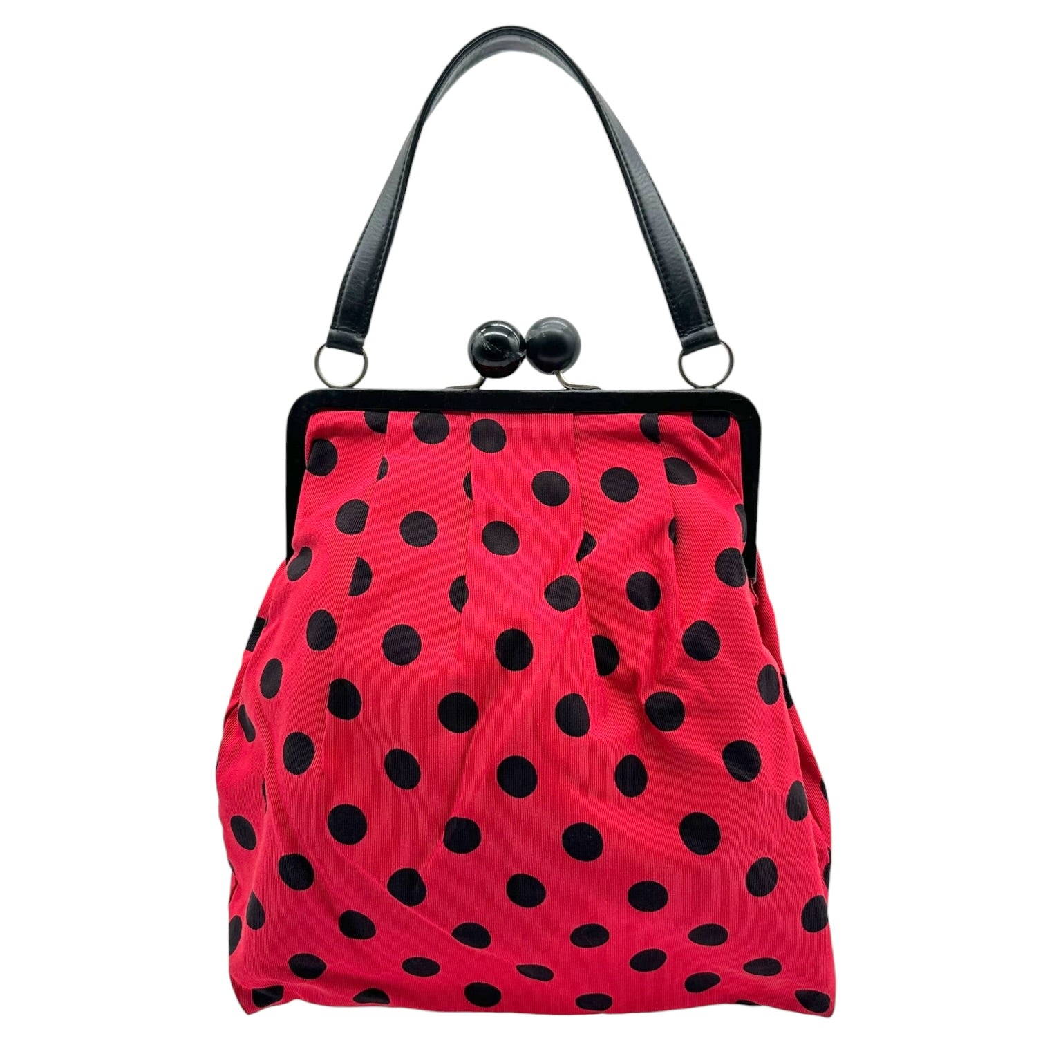 Moschino Red Black Polka Dot Kisslock Handbag