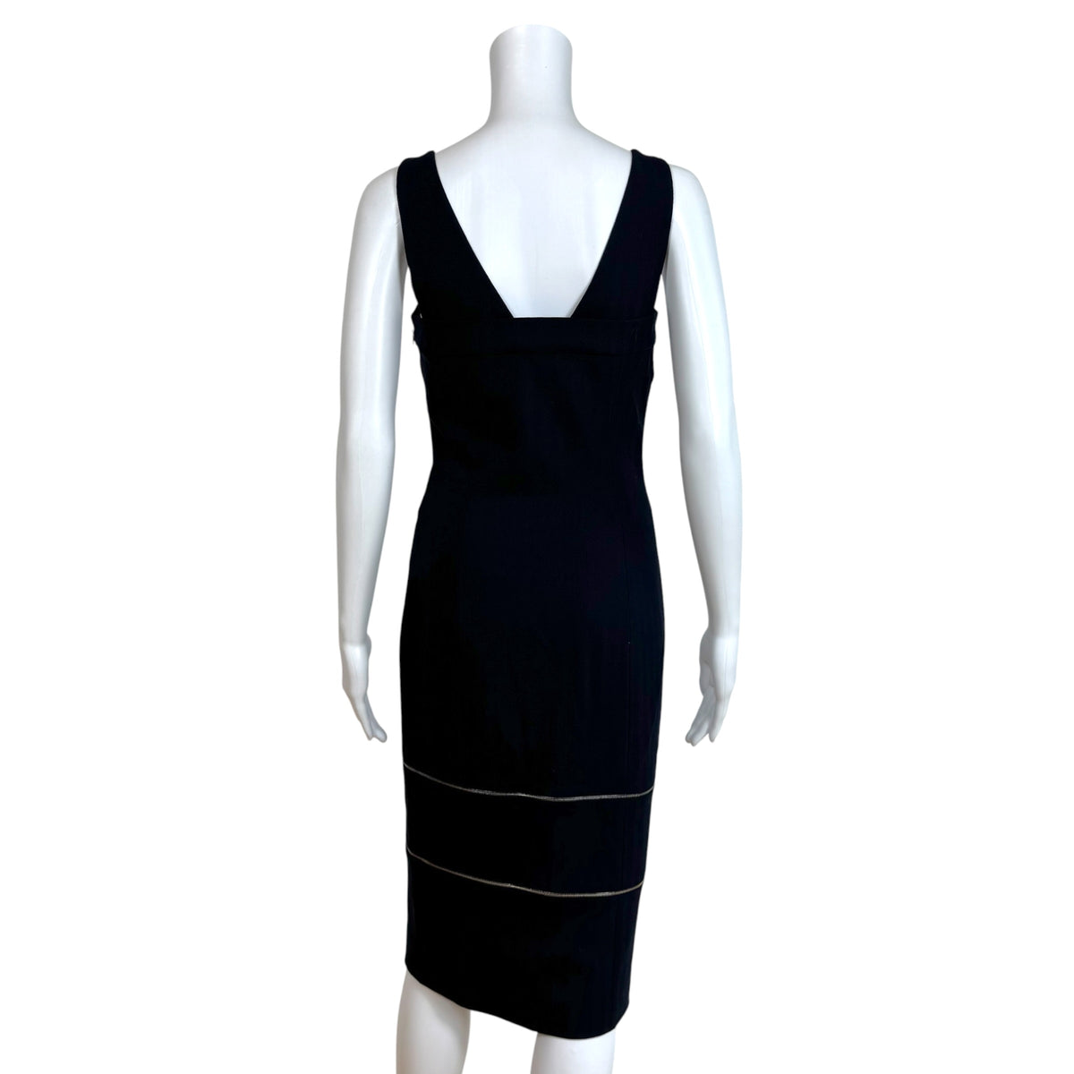 Christian Dior Navy Blue Wool Midi Dress Multi-Zip