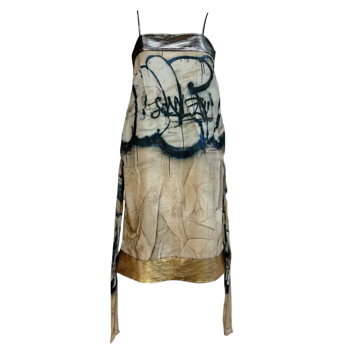 Jean Paul Gaultier Silk Mini Dress Graffiti Print
