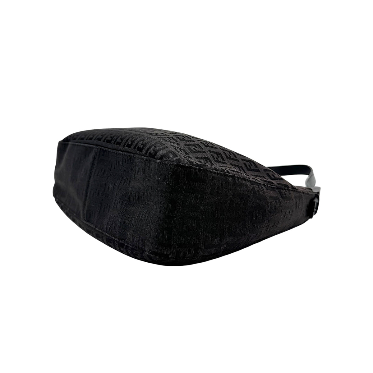 Fendi Black Zucchino Monogram Shoulder Baguette Bag