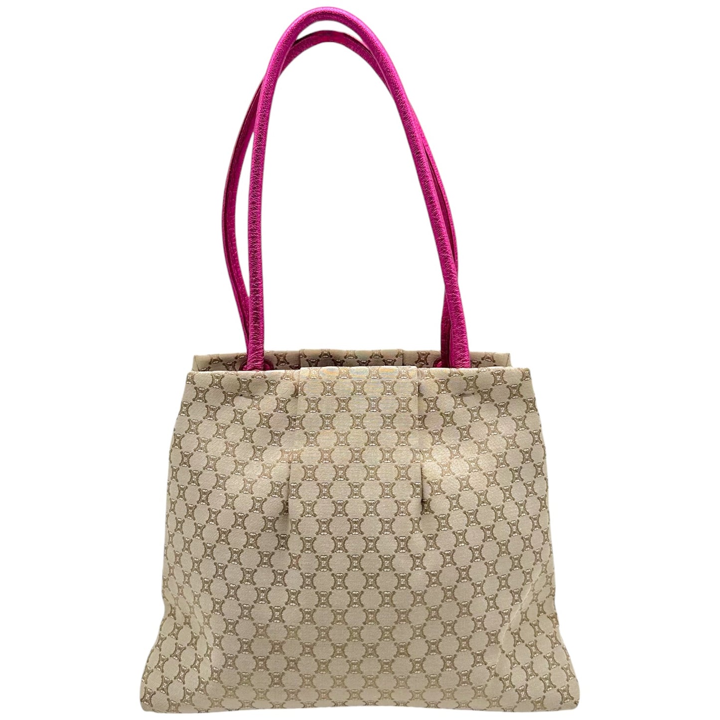 Celine Kisslock Shoulder Bag Metallic Pink Leather Tan