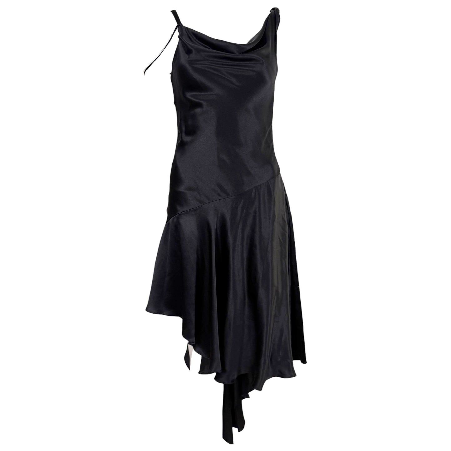 Dolce & Gabbana Black Silk Asymmetrical Midi Dress