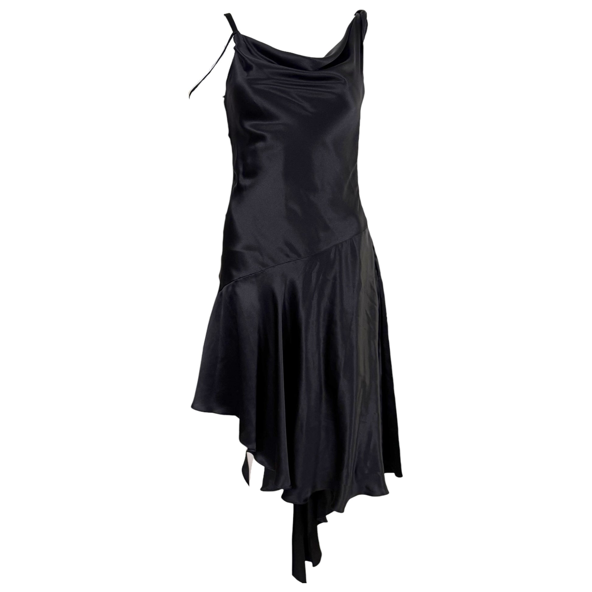 Dolce & Gabbana Black Silk Asymmetrical Midi Dress