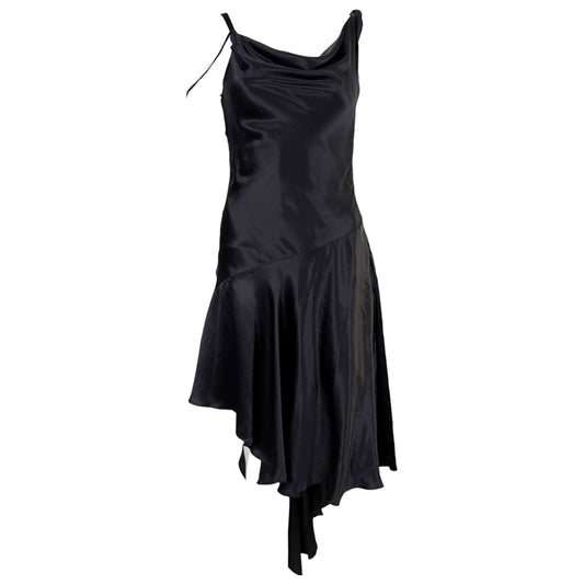 Dolce & Gabbana Black Silk Asymmetrical Midi Dress