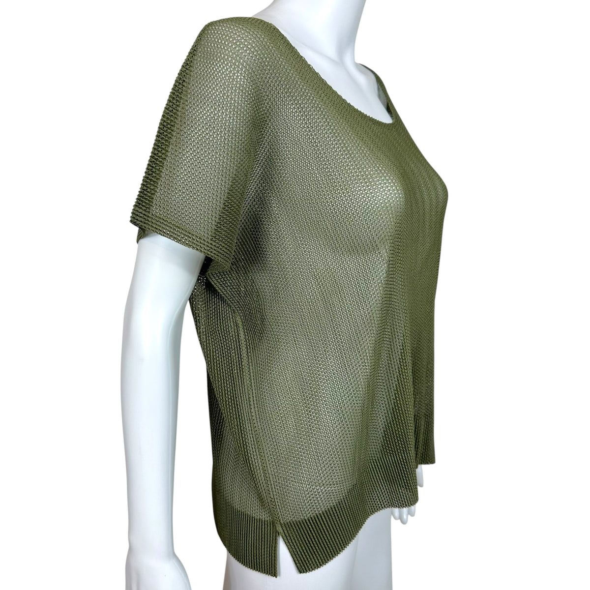 Issey Miyake Pleats Please Khaki Green Boxy-Cut Top