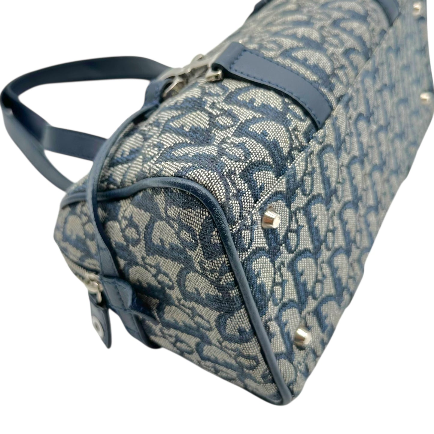 Christian Dior Navy Blue Trotter Monogram Logo Hardware Shoulder Bag