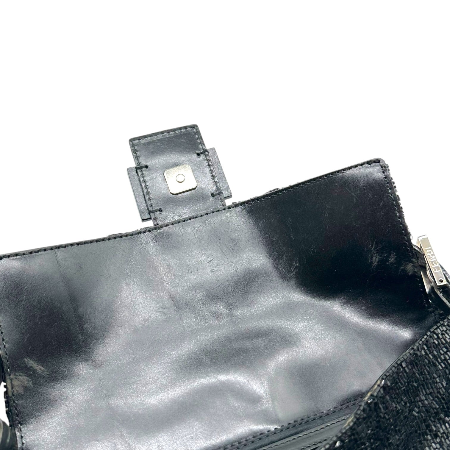 Fendi Black Beaded Baguette Bag