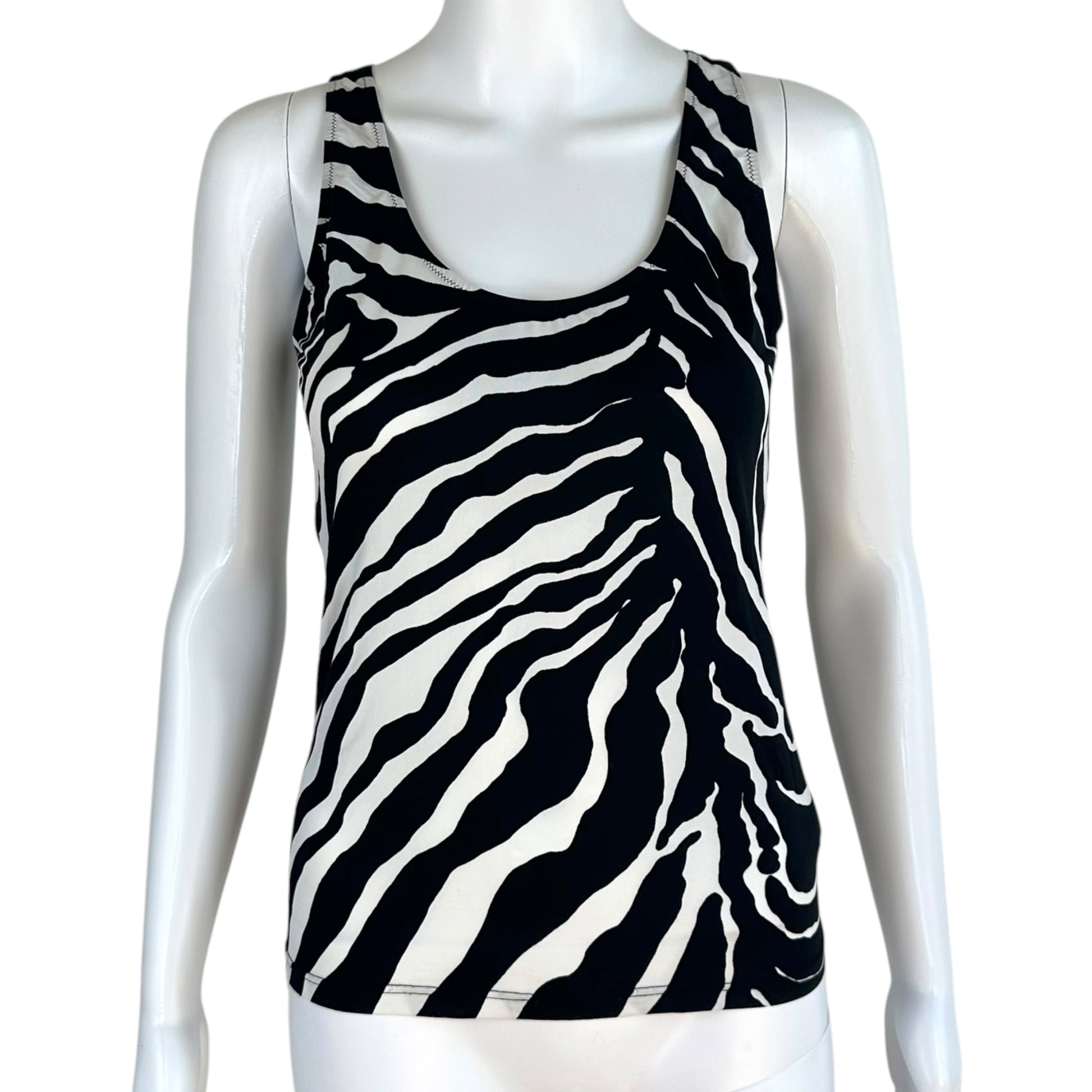 Dolce & Gabbana Zebra Print Tank Top Black White Fitted