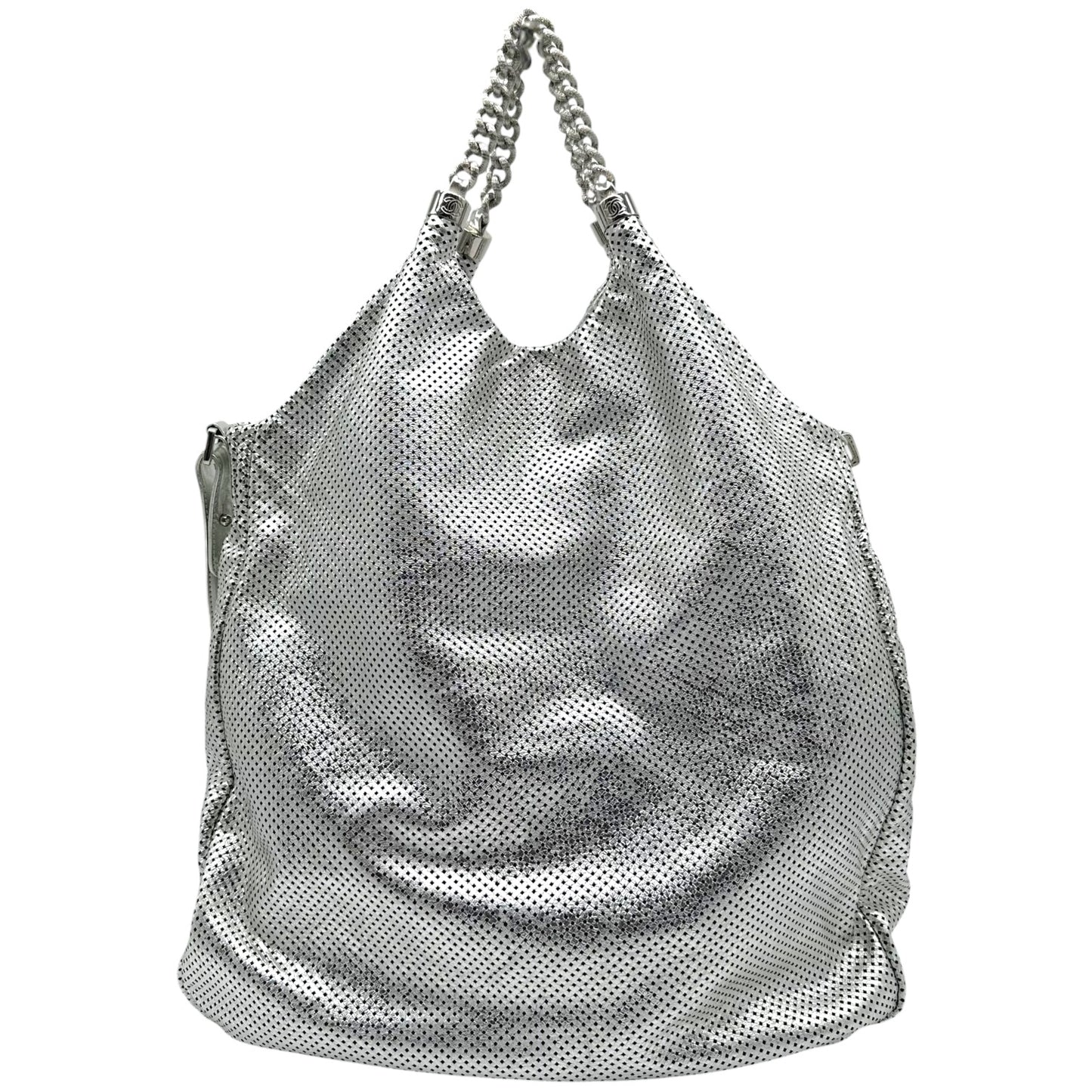 Chanel Rodeo Drive Silver Perforated Leather 2-Way Hobo Bag 2008-09